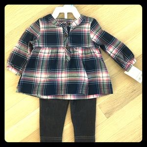 Baby Girls Carter’s Plaid Shirt AND Pants Set 6M